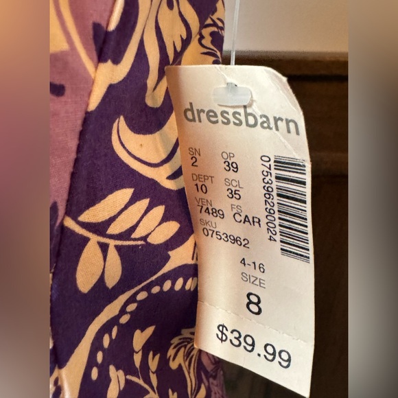Dressbarn Purple and White Halter Floral Dress NWT 8 - Picture 8 of 8